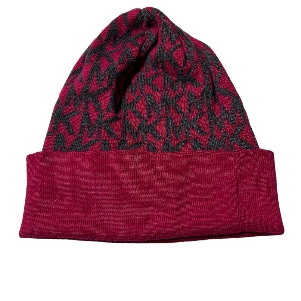MK Michael Kors Signature Logo Beanie Hat Pink One Size